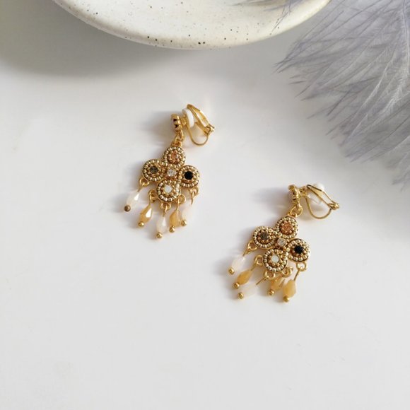 💙 Bobo Tassel Drop Earrings Charm Stone - Picture 5 of 11